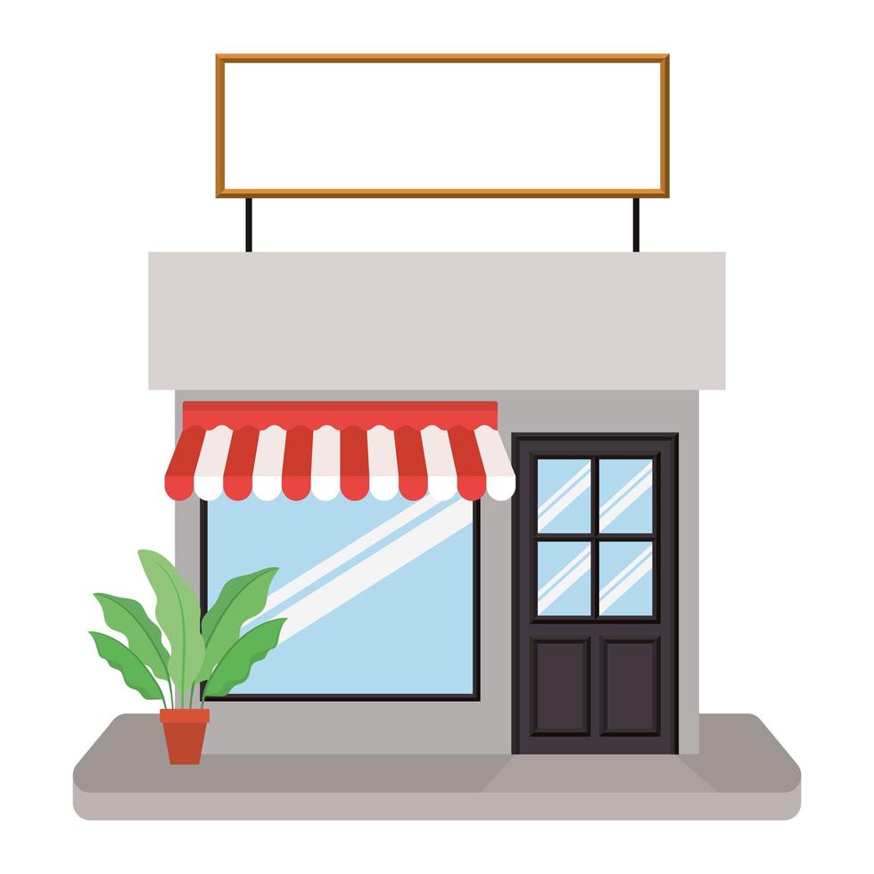 tienda con carpa y pancarta para texto. vector