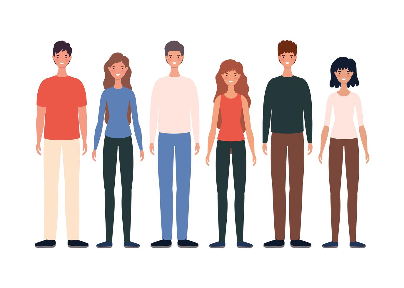 Women and men avatars cartoons design vector