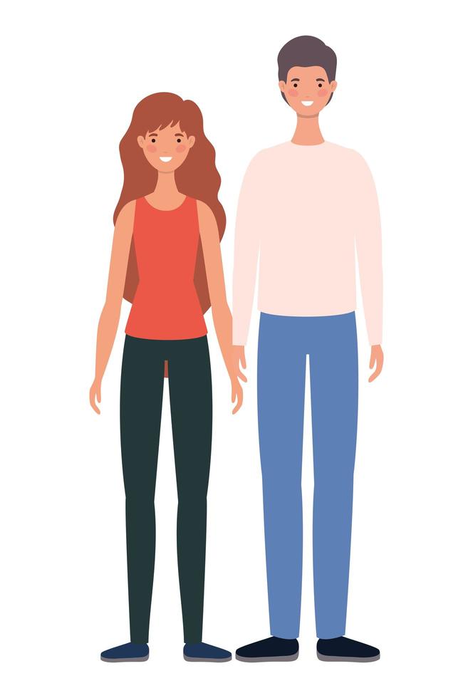 Isolated woman and man avatars cartoons vector