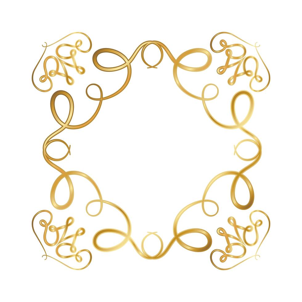 Gold ornament frame with curves design vector