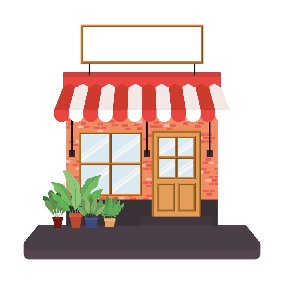 tienda con carpa y pancarta para texto. vector