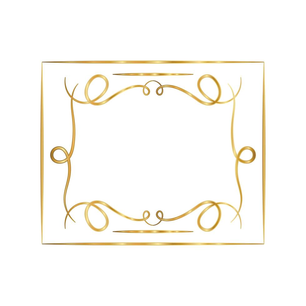 Gold ornament frame with curves design vector