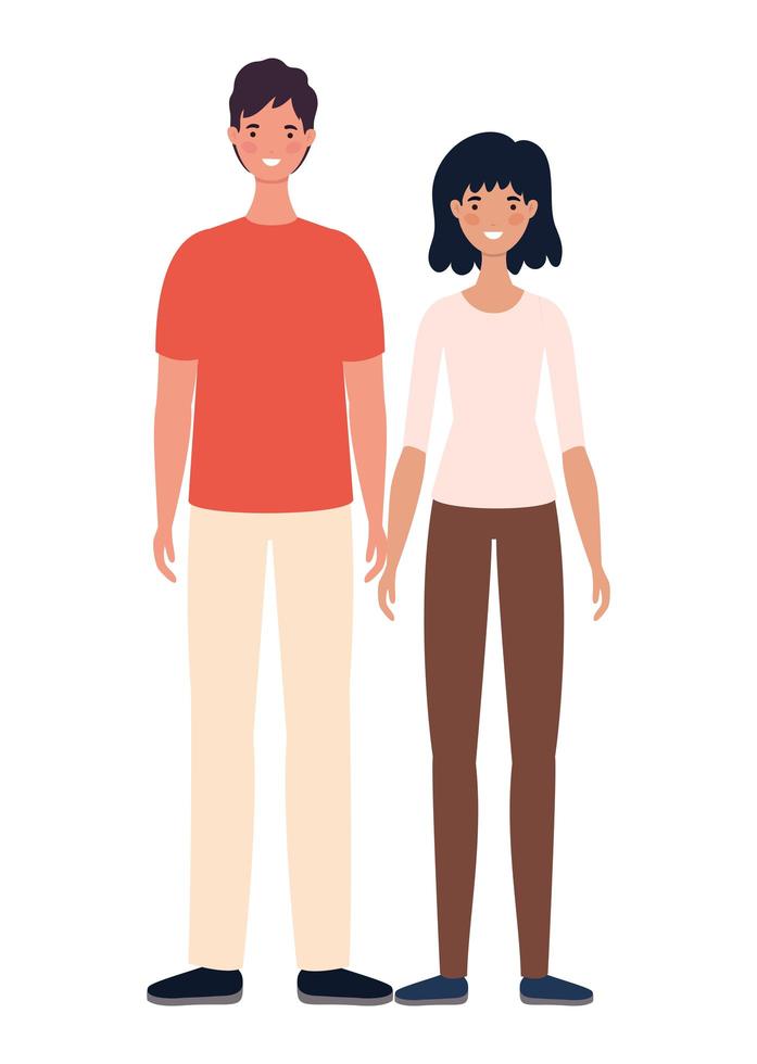 Isolated woman and man avatars cartoons vector