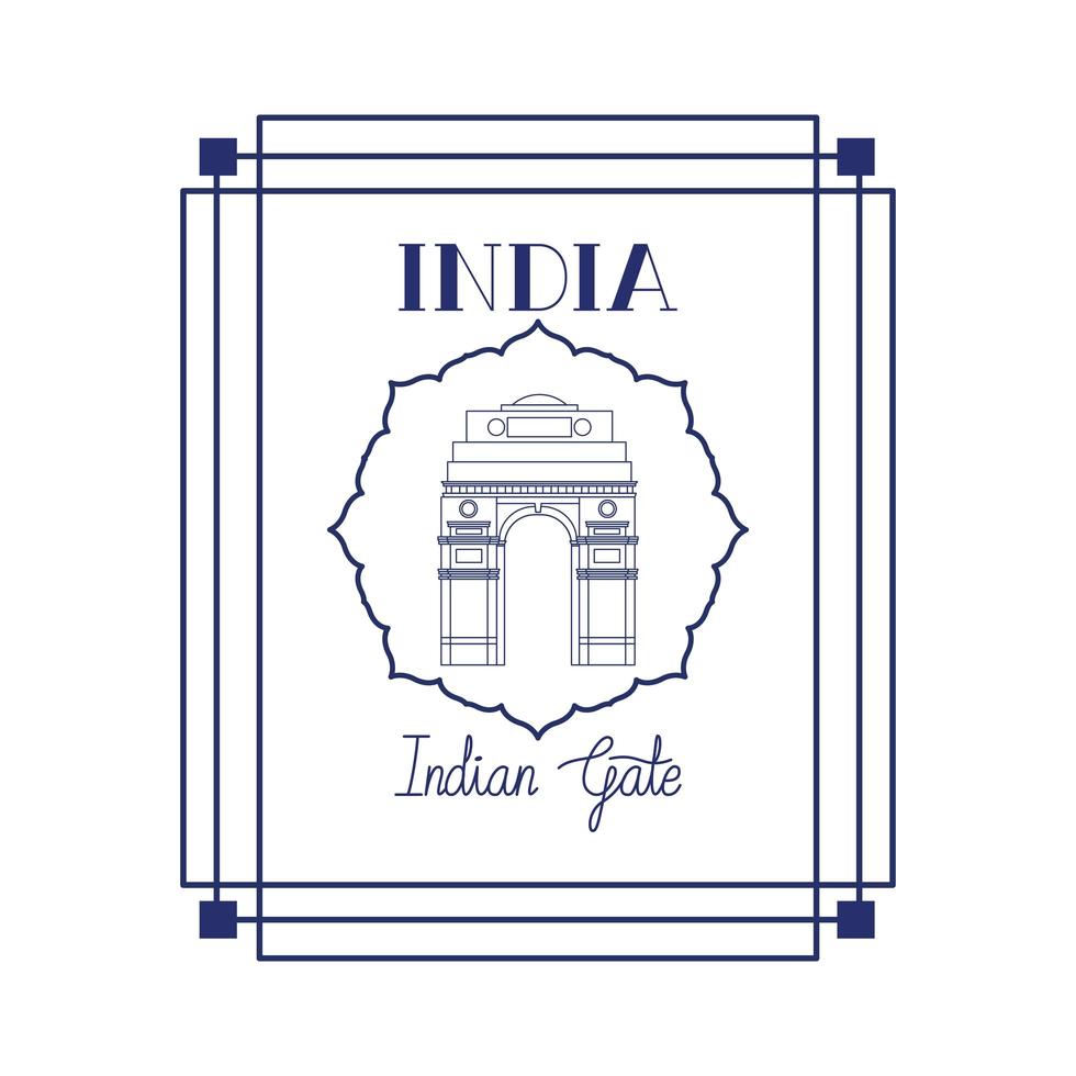 edificación de la puerta de la india y el día de la independencia vector