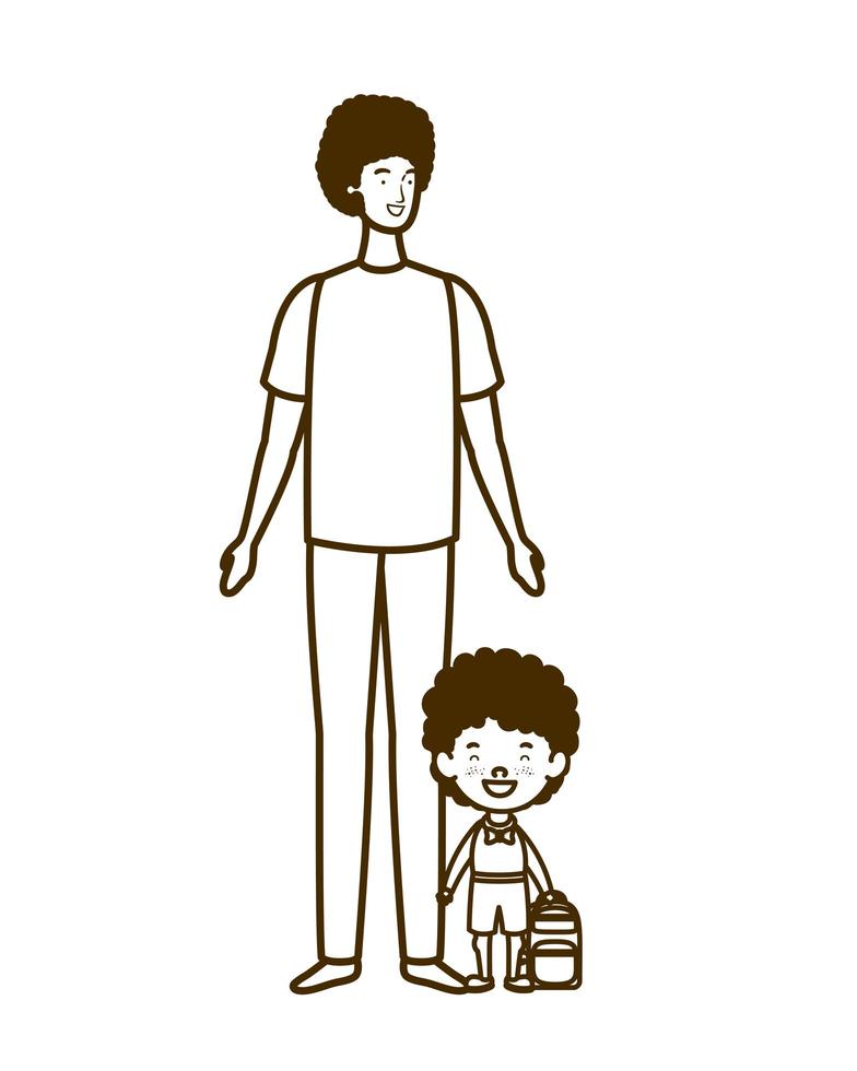 Father with son of back to school vector