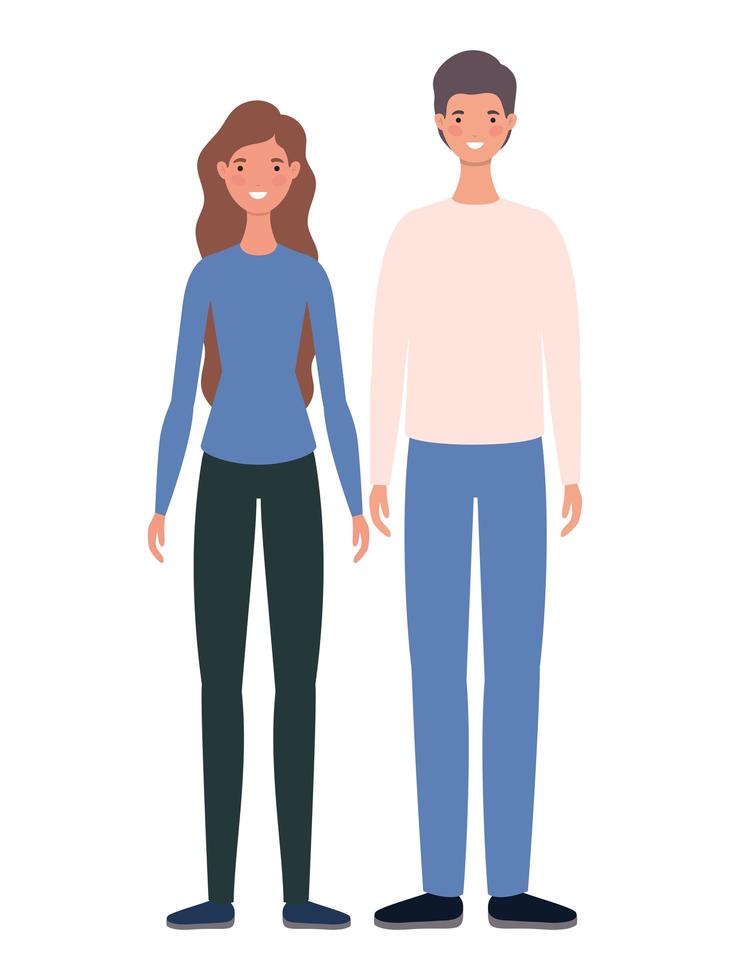 Women and men avatars cartoons design vector