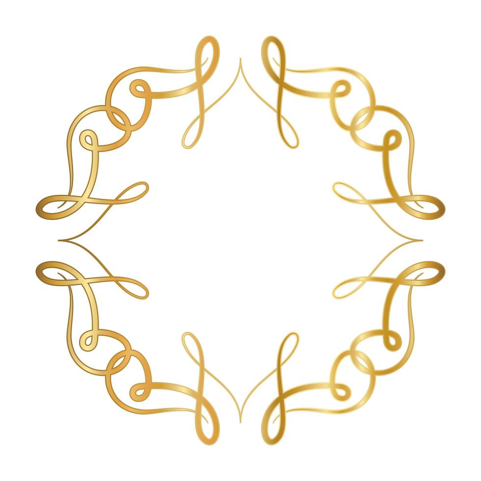 Gold ornament frame with curves design vector