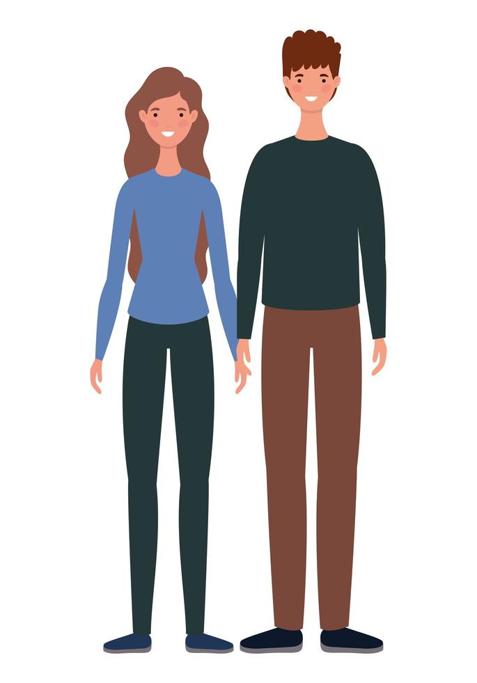 Isolated woman and man avatars cartoons vector