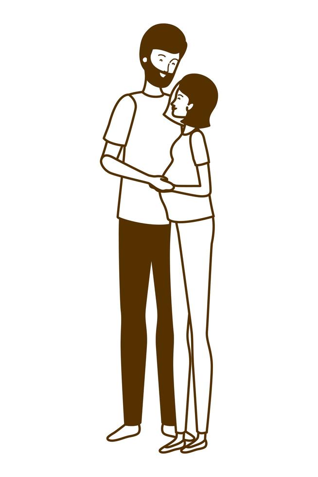 Silhouette of pregnant woman with husband standing vector