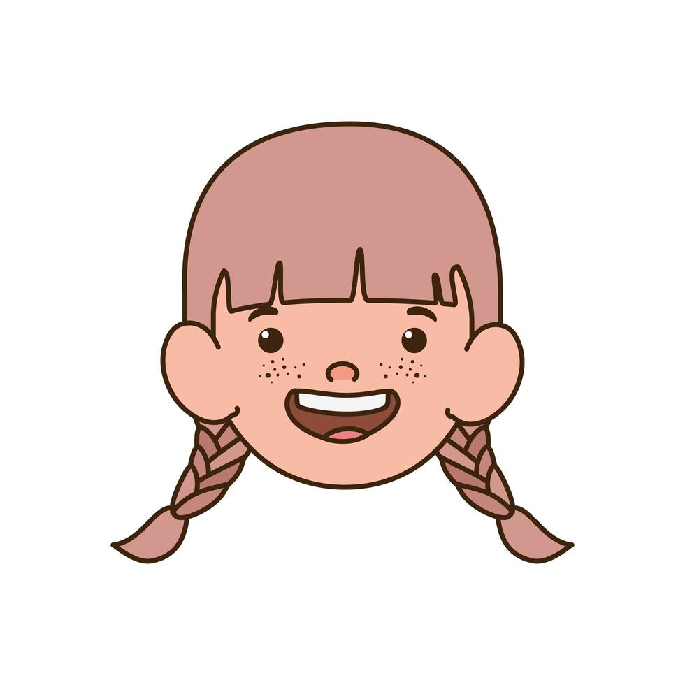 Cabeza de niña sonriendo con fondo blanco. vector