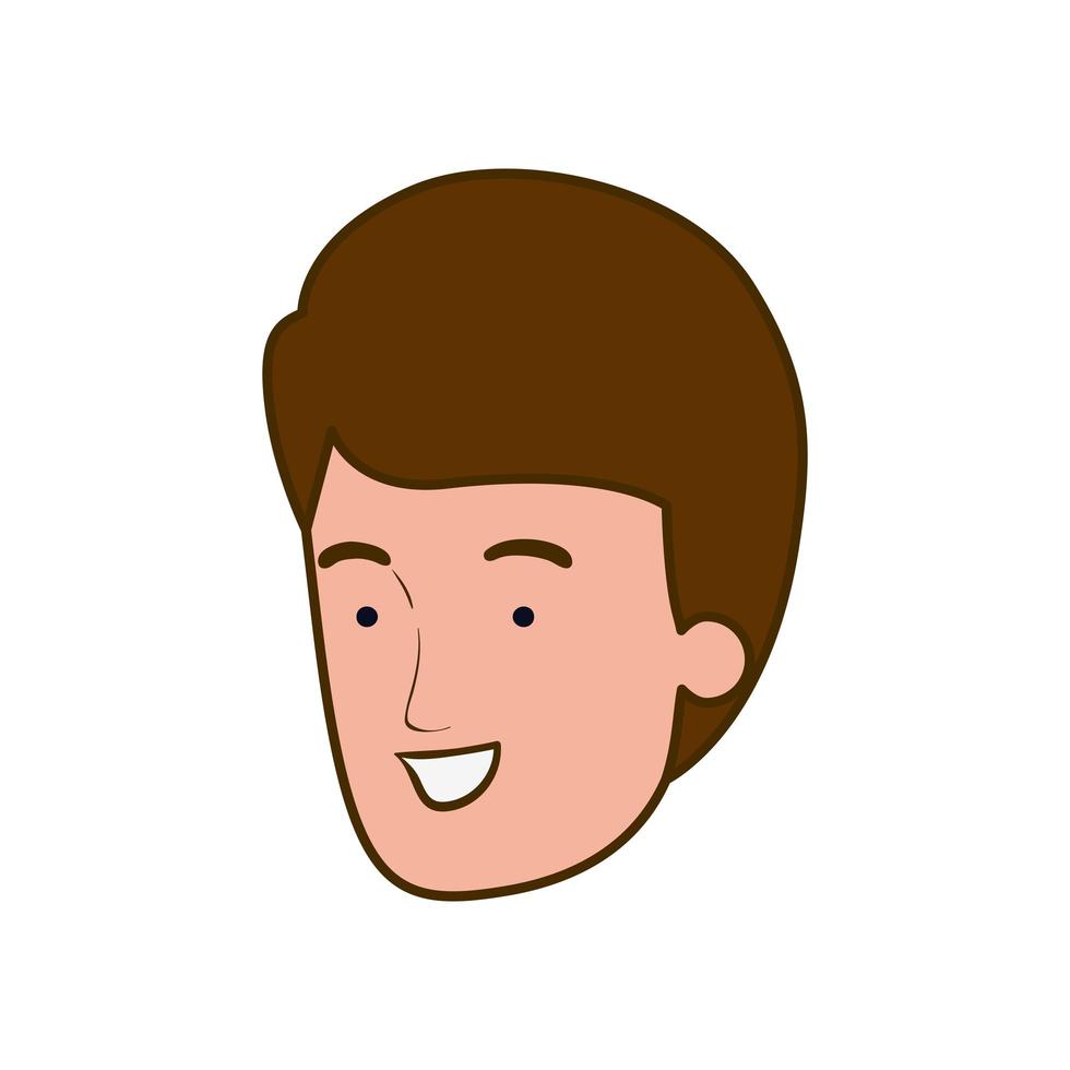 Head of young man smiling on white background vector