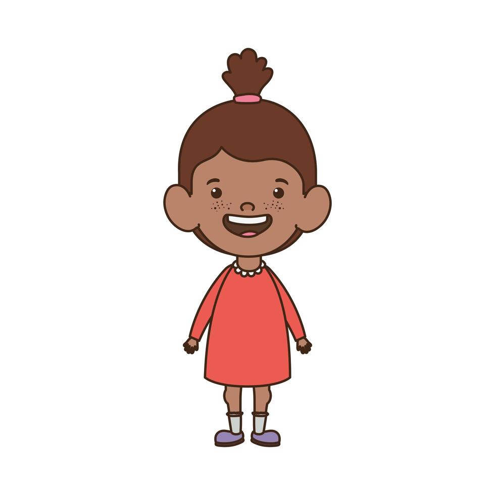 Niña de pie sonriendo sobre fondo blanco. vector