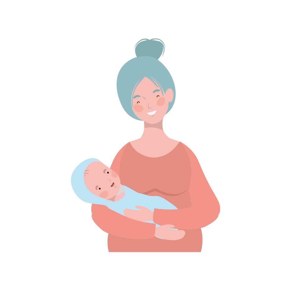 Woman with a newborn baby in her arms vector