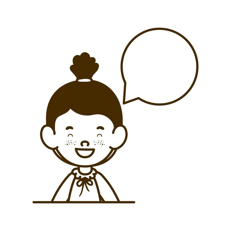 Silhouette of student girl smiling with speech bubble vector