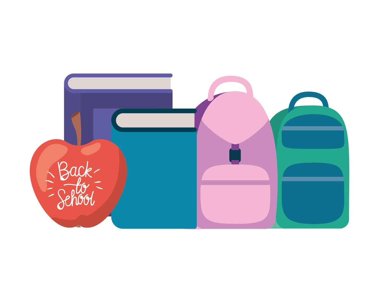 School handbag with notebooks on white background vector