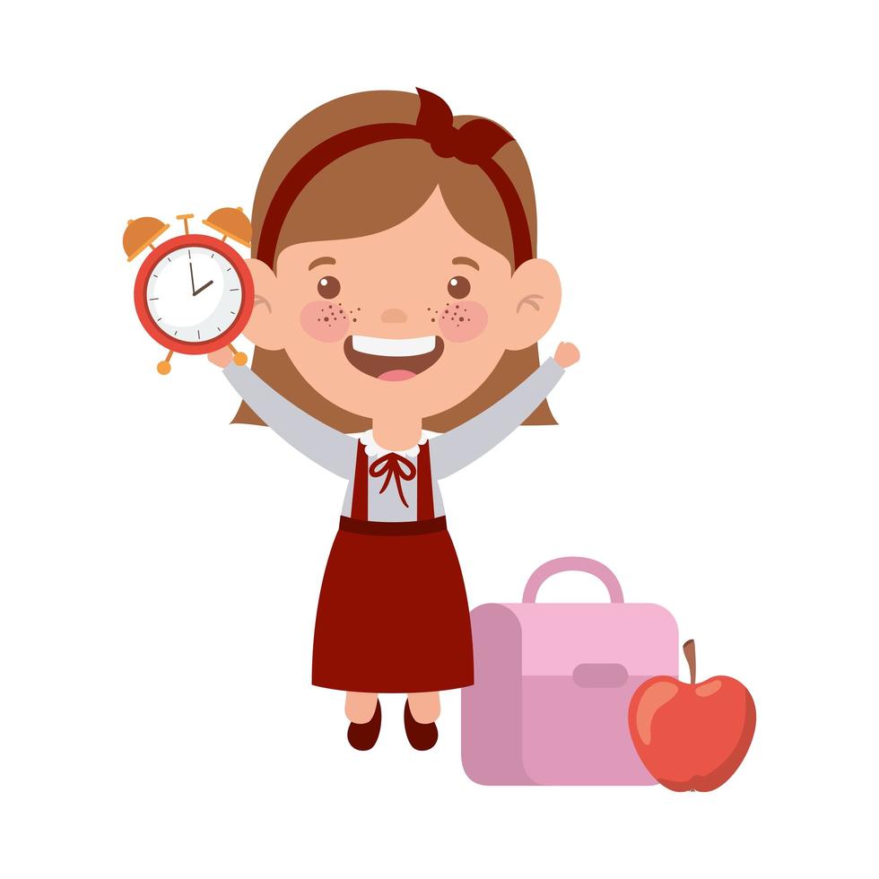 Student girl with school supplies on white background vector