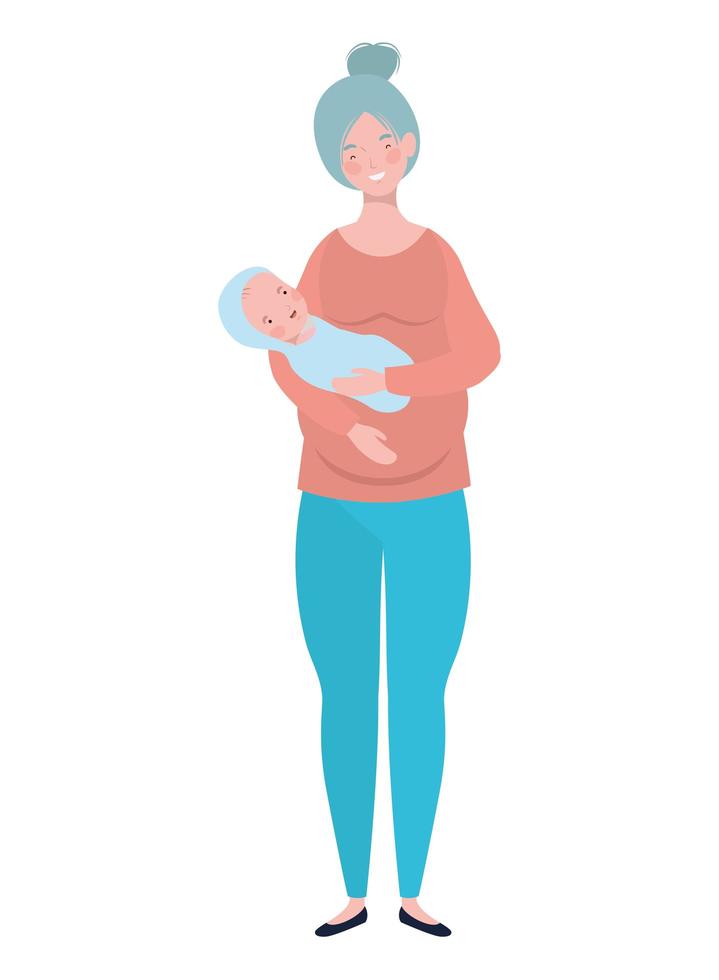 Woman with a newborn baby in her arms vector