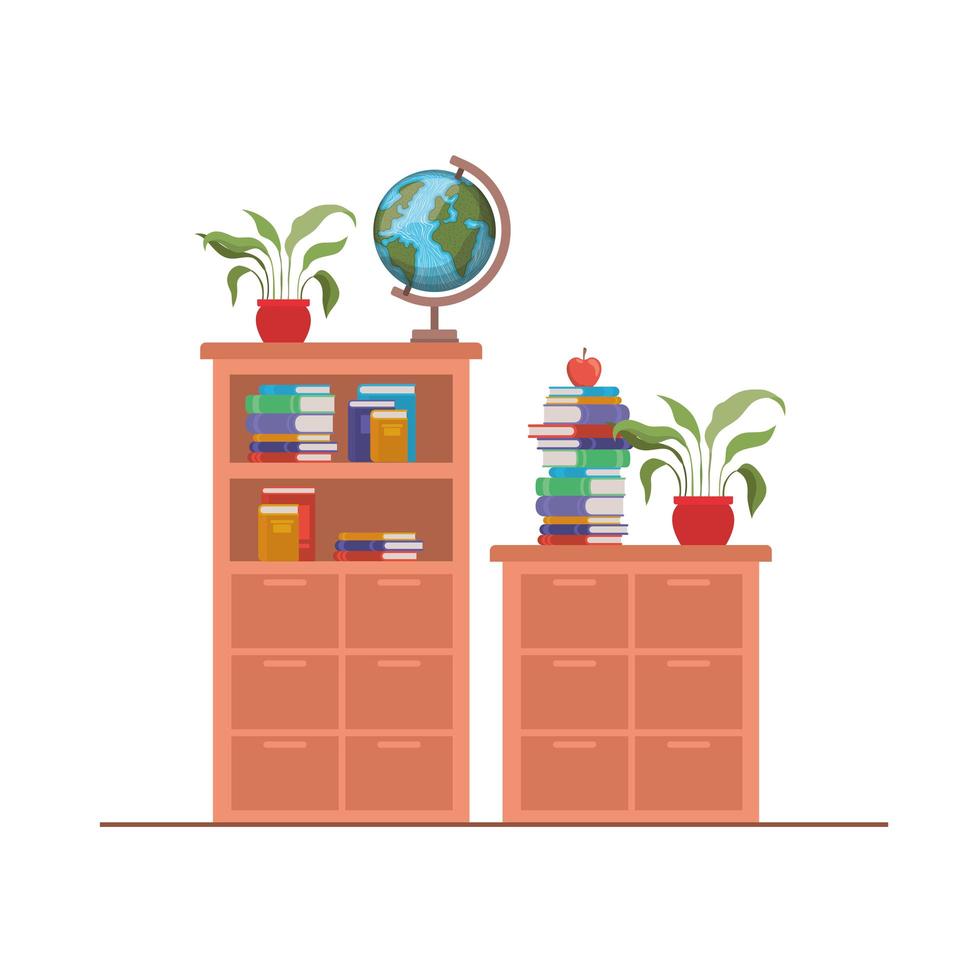 Bookshelf with school books vector