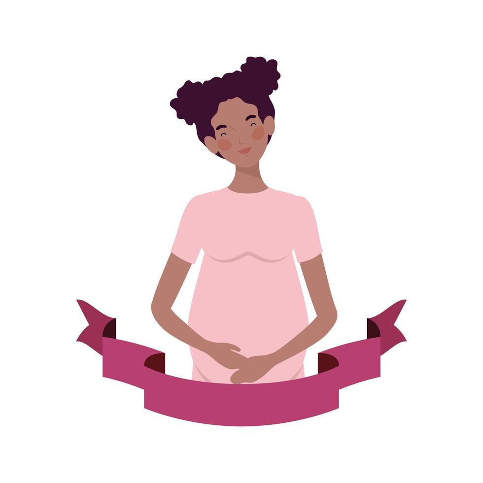 Pregnant woman with decorative ribbon vector