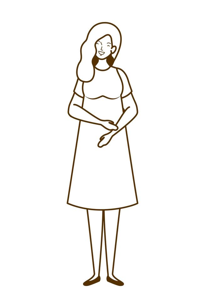 Silhouette of woman pregnant standing on white background vector