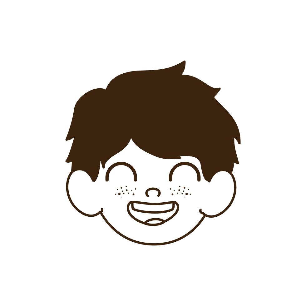 Silhouette of head of baby boy smiling vector