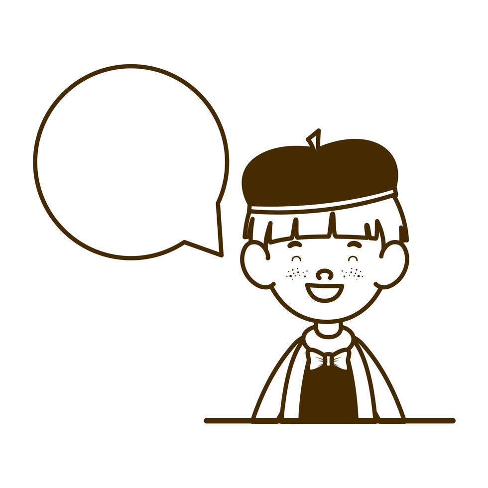 Silhouette of student boy smiling with speech bubble vector