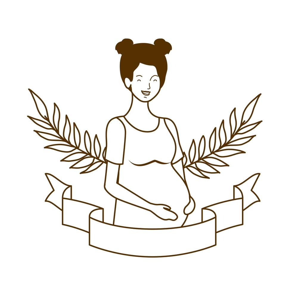 Pregnant woman with decorative ribbon vector