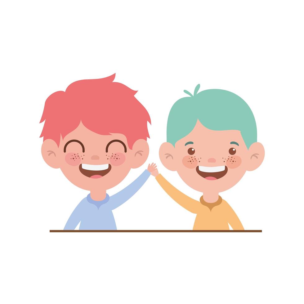 Niños sonriendo sobre fondo blanco. vector