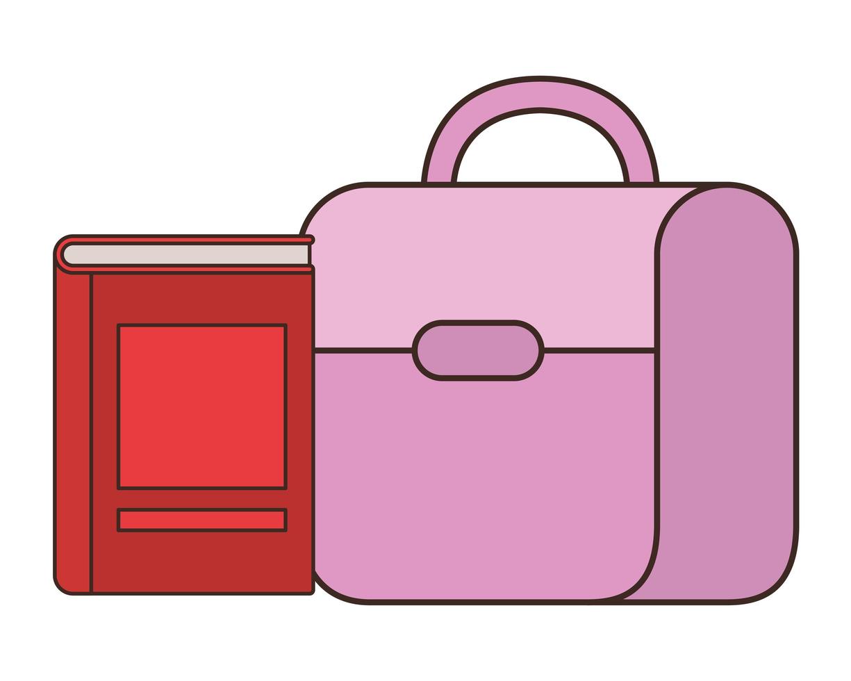 Bolso escolar con cuadernos sobre fondo blanco. vector