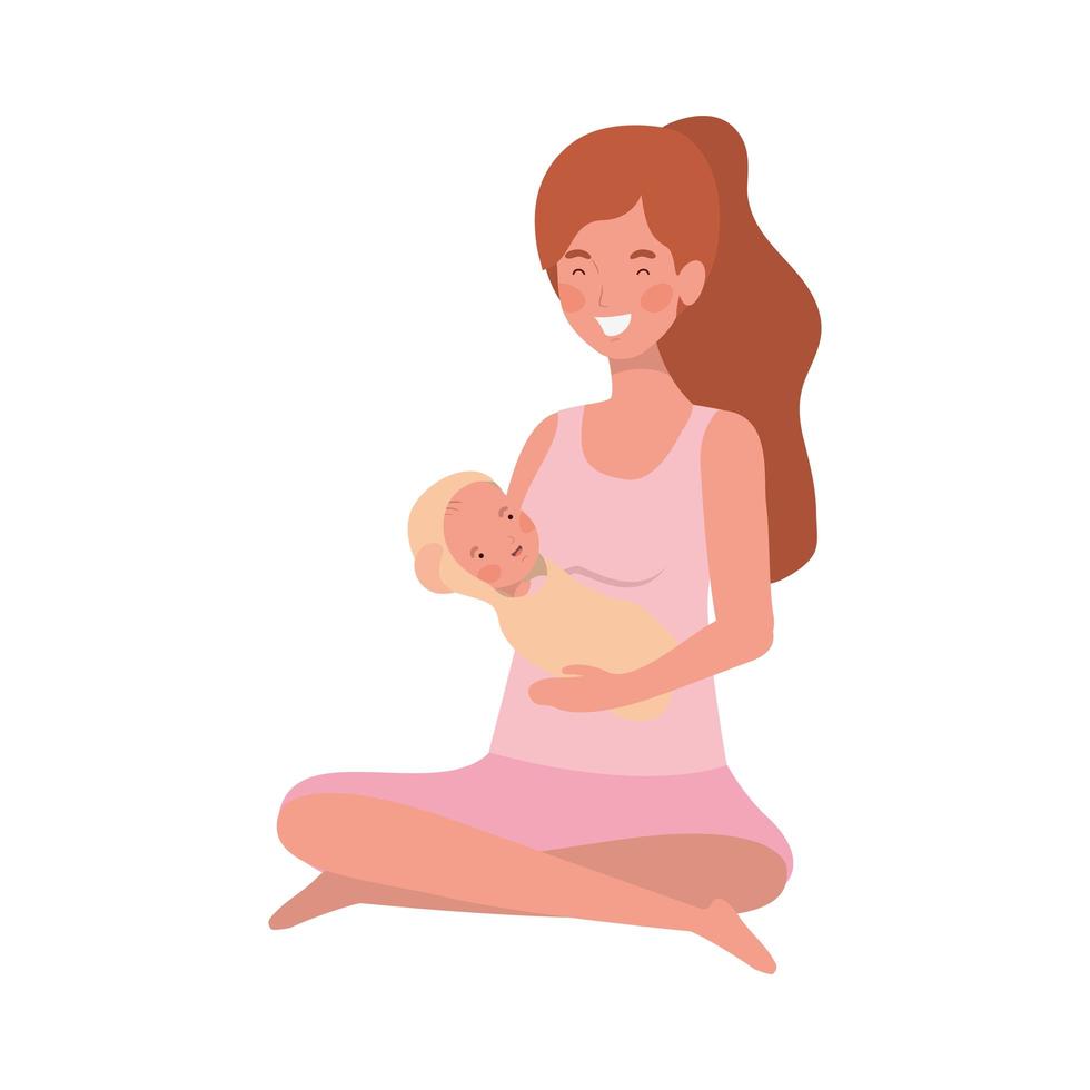 Woman with a newborn baby in her arms vector