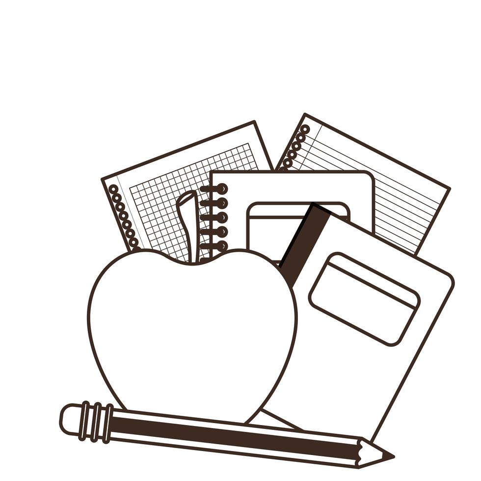 Stack of books with apple fruit vector