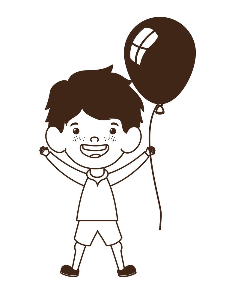 Baby Boy sonriendo con globo de helio en la mano vector