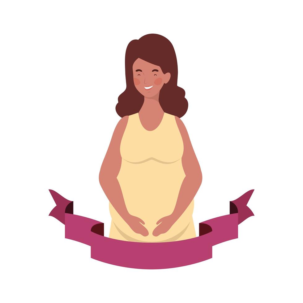 Pregnant woman with decorative ribbon vector