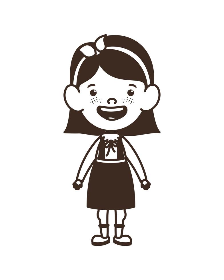 Silhouette of student girl standing on white background vector