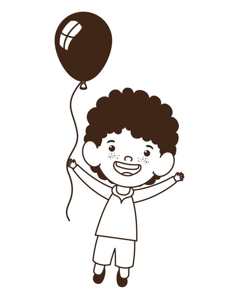 Baby boy smiling with helium balloon in hand vector