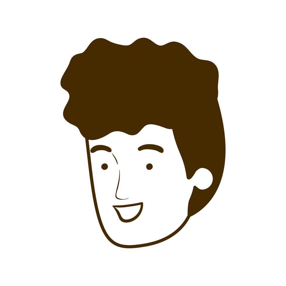 Silhouette of head of young man smiling vector