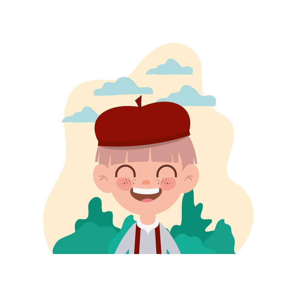 Student boy smiling with landscape background vector