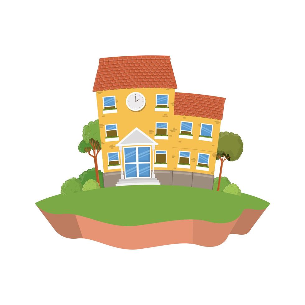 edificio escolar de primaria con paisaje vector