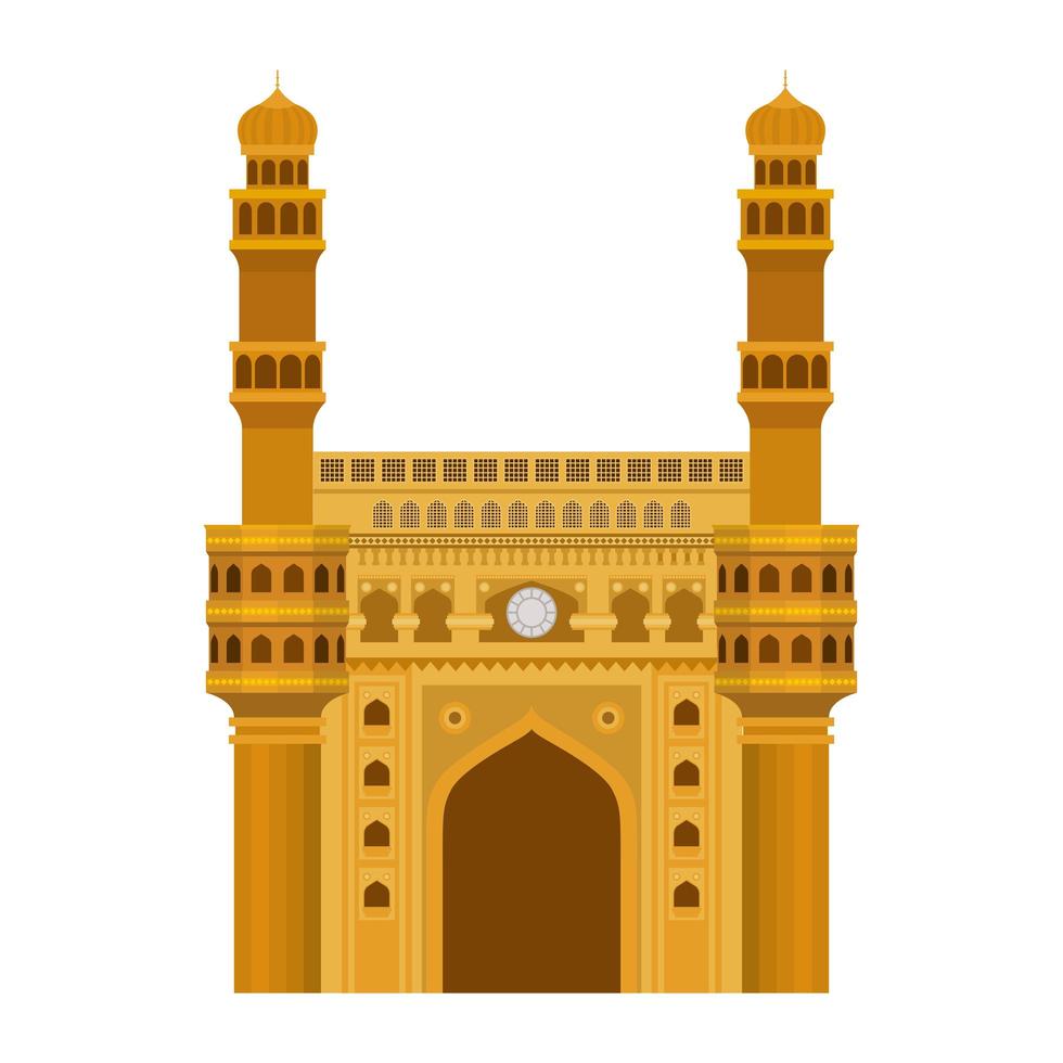 Edification of mosque charminar and Indian independence day vector