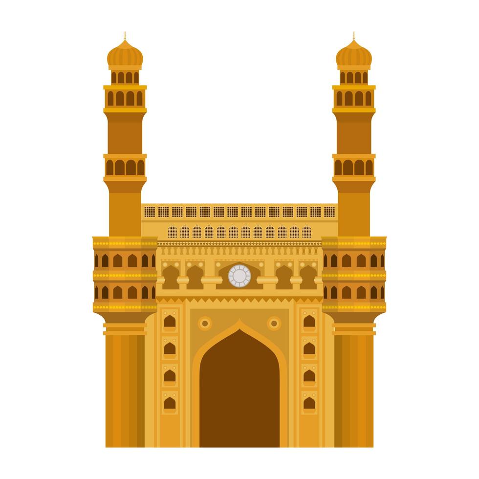 edificación de la mezquita charminar y el día de la independencia india vector