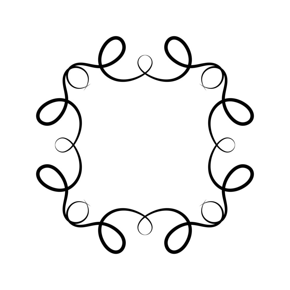 Black ornament frame with curves design vector