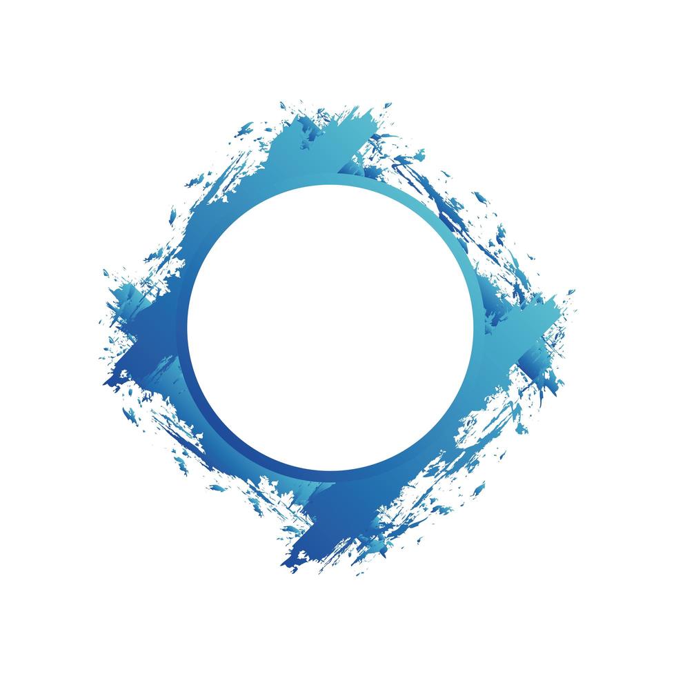 Modern circle frame blue and splash vector