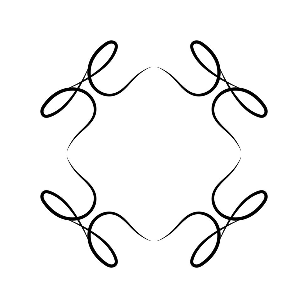 Black ornament frame with curves design vector