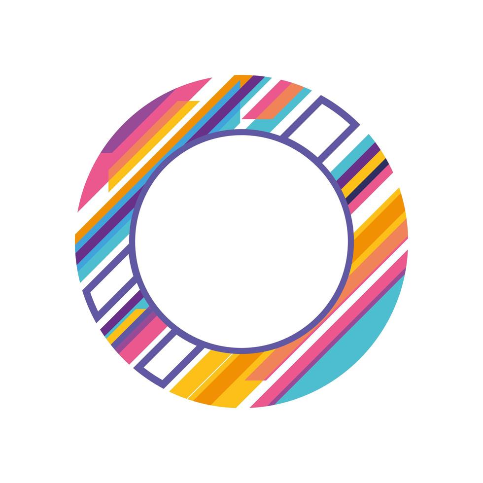 Modern circle frame multicolored and striped vector