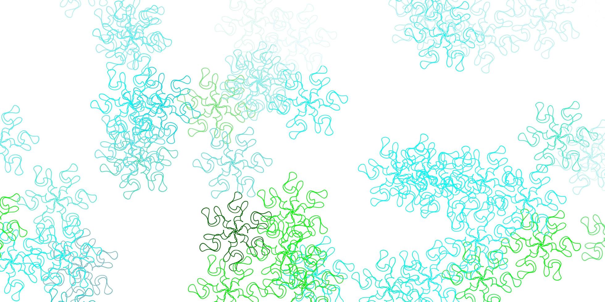 Light blue, green doodle pattern with flowers. vector