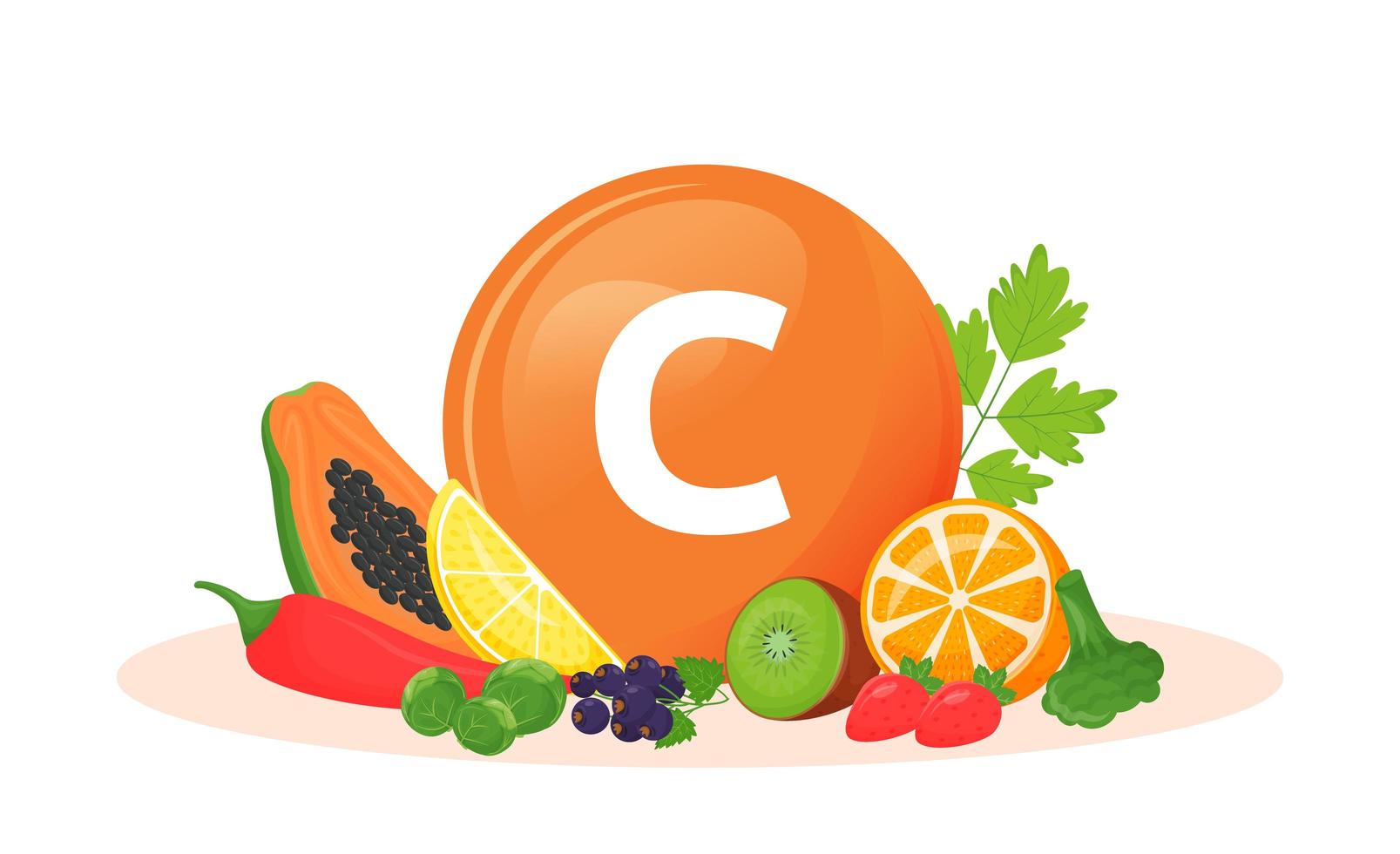 fuentes alimenticias de vitamina c vector