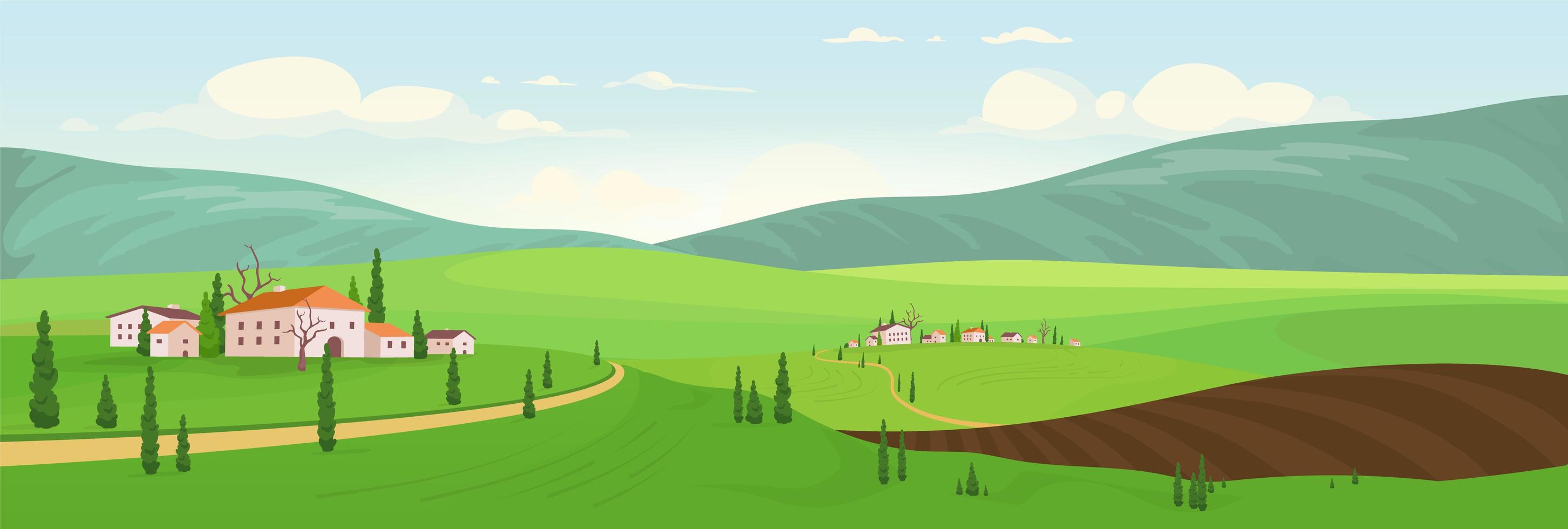 Planting season in hilltop villages vector