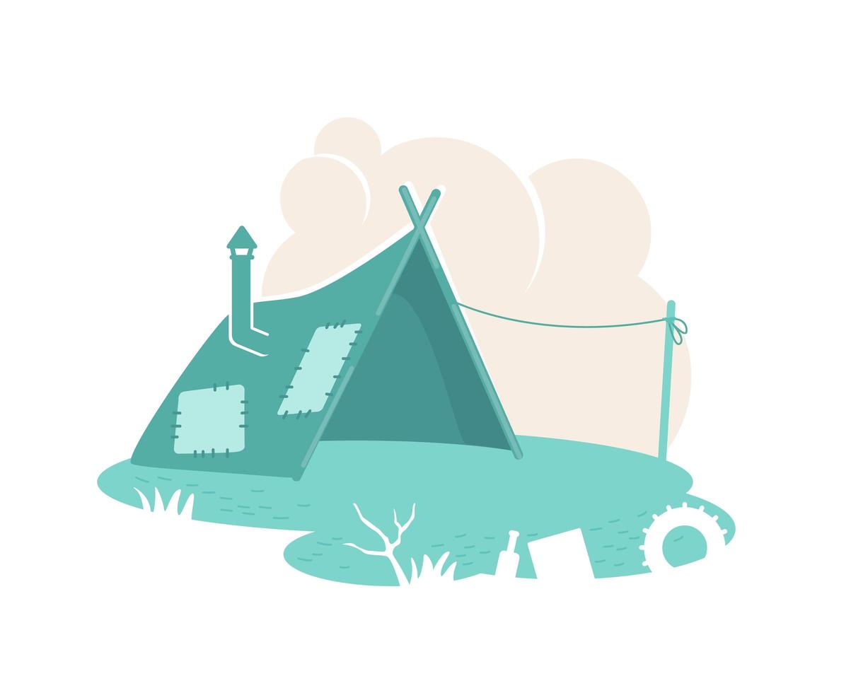 Refugee camp tent vector