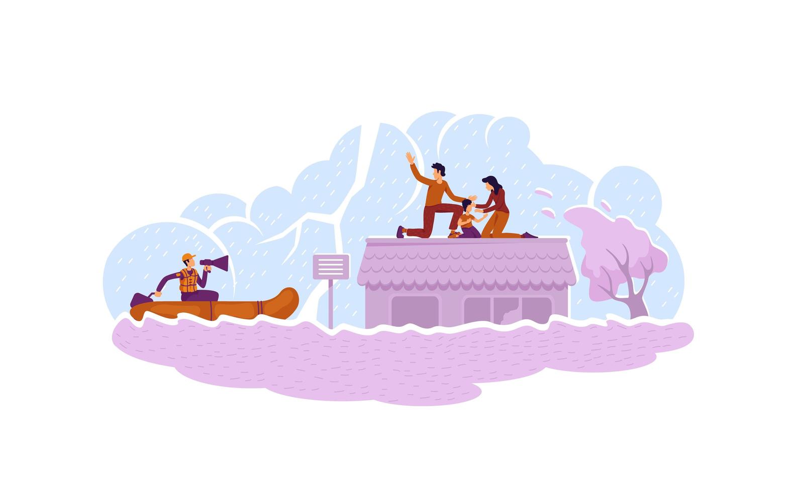 Flood rescue by boat vector