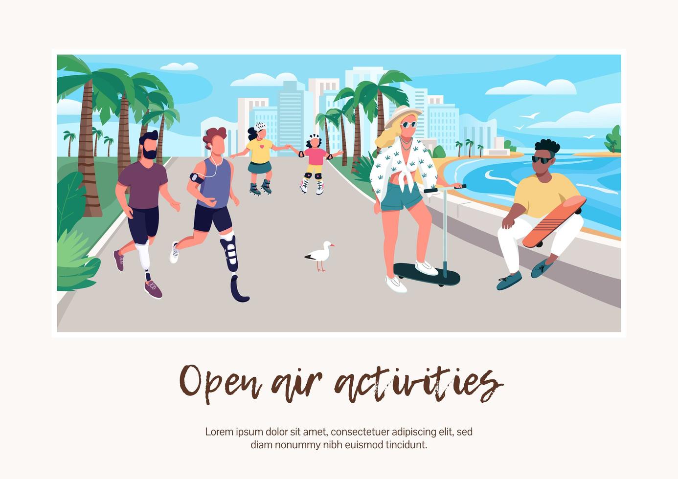 Open air activities banner vector